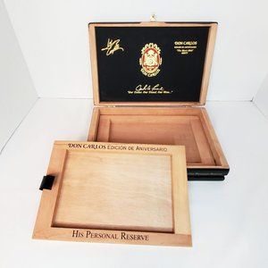 A. Fuente Don Carlos Anniversary Edition Belicoso All Wood Empty Cigar Box Black